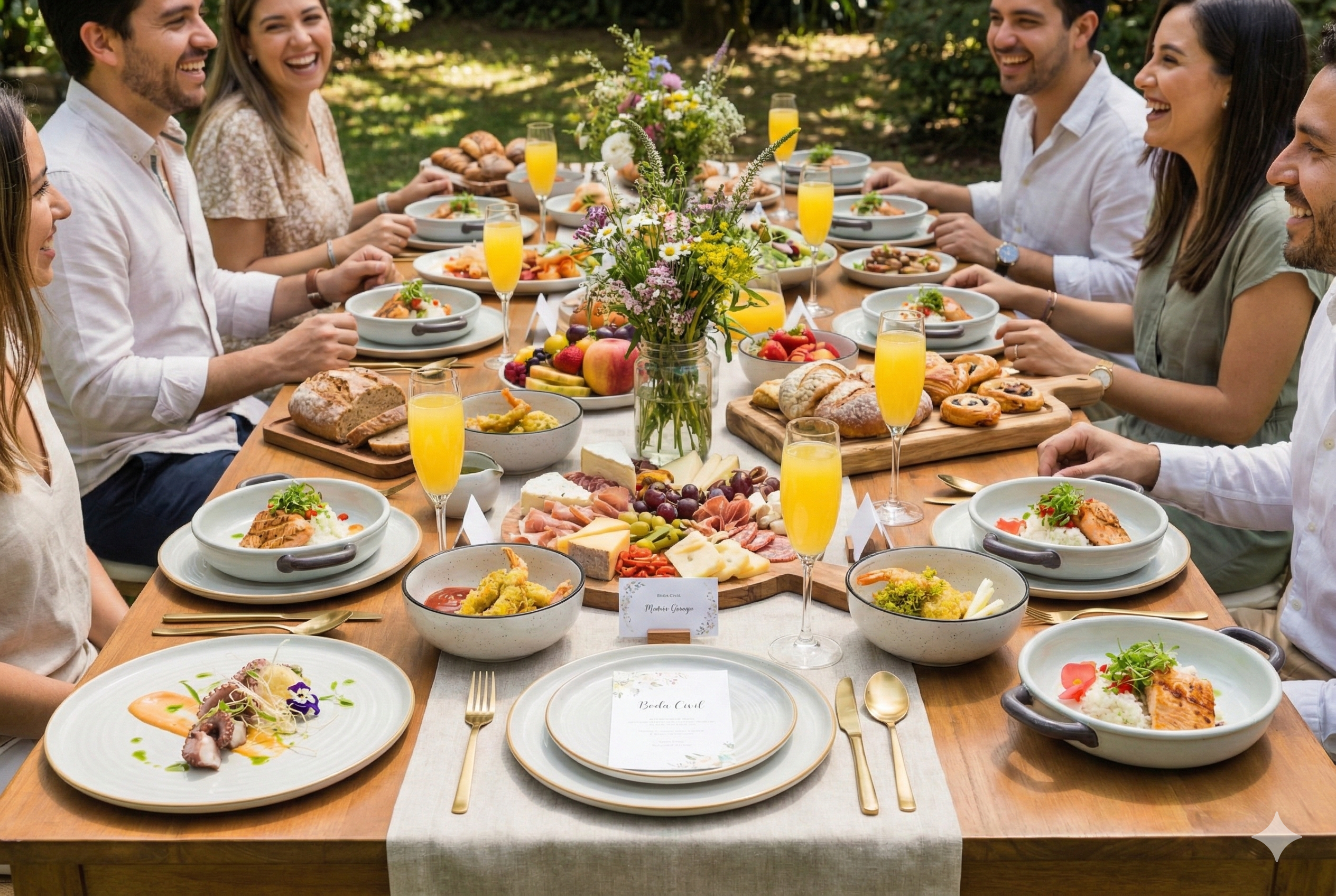 Mesa para brunch de boda civil